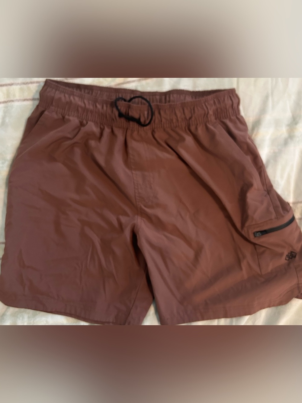 Men's Legend Athletic Drawstring Shorts with Zip Pocket in Rust 7” Inseam L